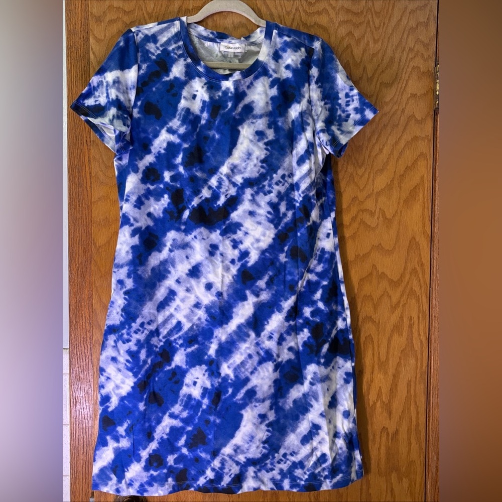 Calvin Klein Short Blue Tie Dye Dress